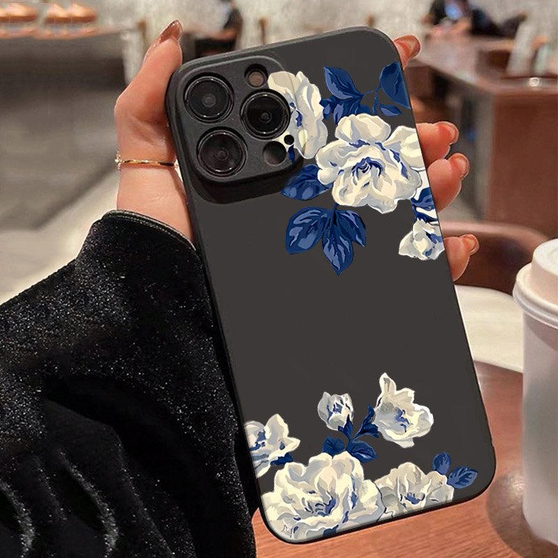 Samsung Galaxy A55 - Funda de teléfono con flores azules